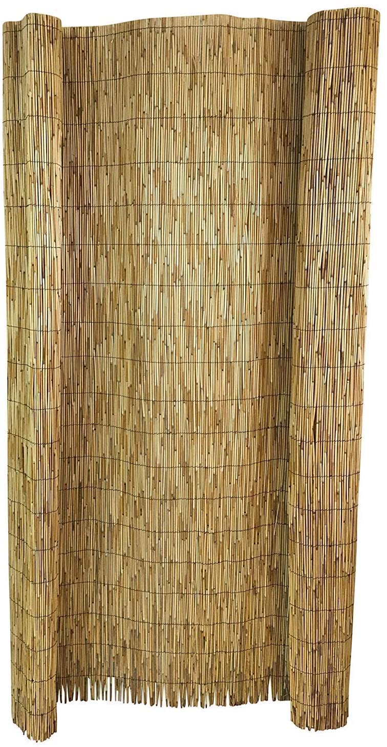 Prime Plus Natural Reed Fence Natural Garden Peeled Reed Screening Roll Privacy Border Wind/Sun Fencing 4m (1.8m x 4m)