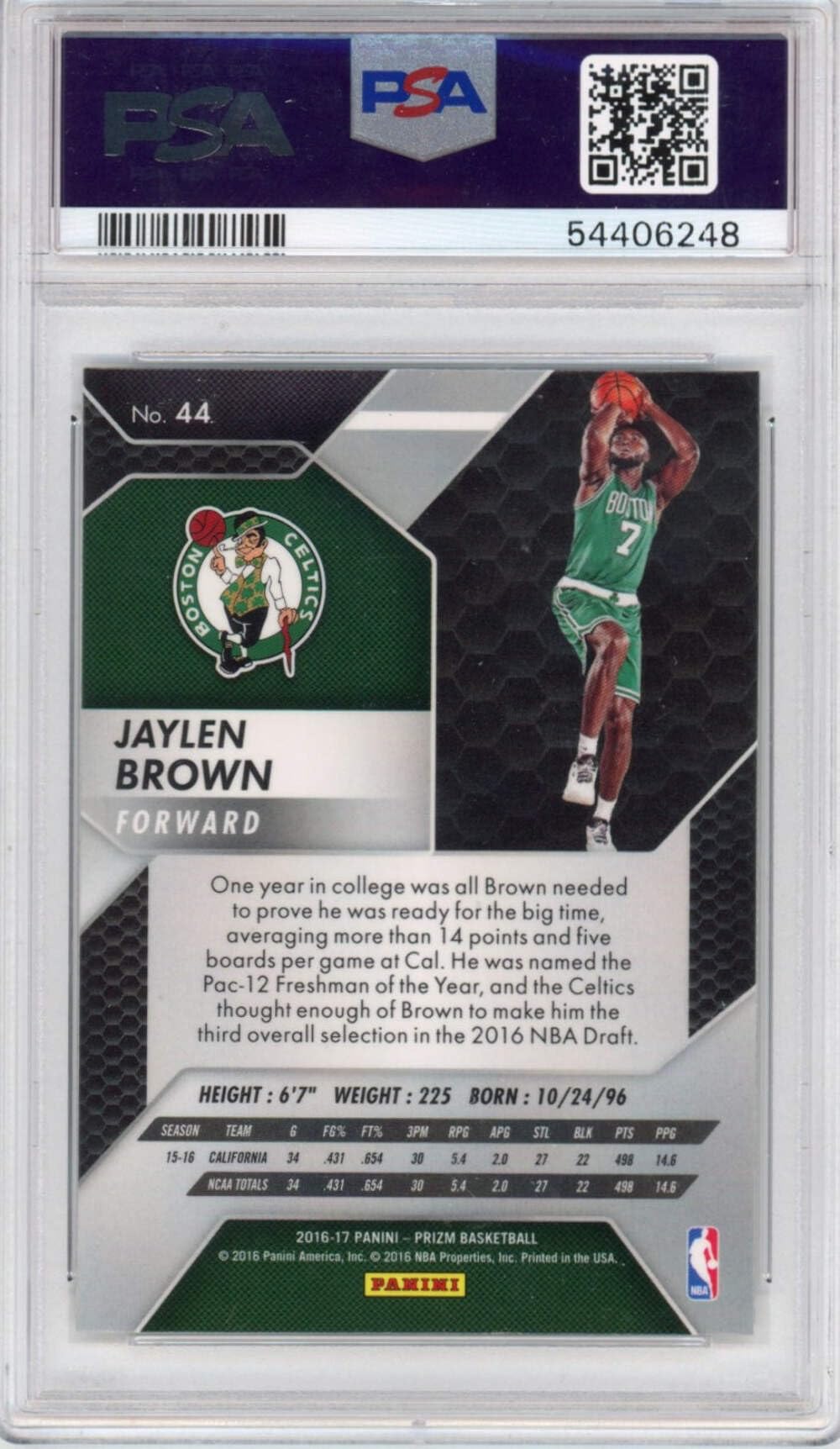 Amazon.com: Graded 2016-17 Panini Prizm Jaylen Brown #44 Rookie RC