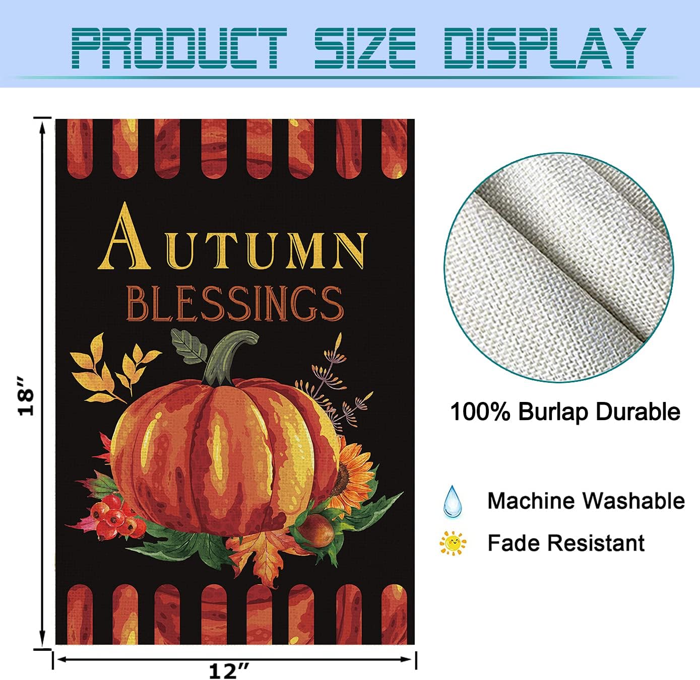 Fall Garden Flag, Autumn Blessings House Flags 12 x 18 Vertical Double Sided Pumpkin Porch Sign for Halloween Thanksgiving Harvest Home Farmhouse Outdoor : Patio, Lawn & Garden
