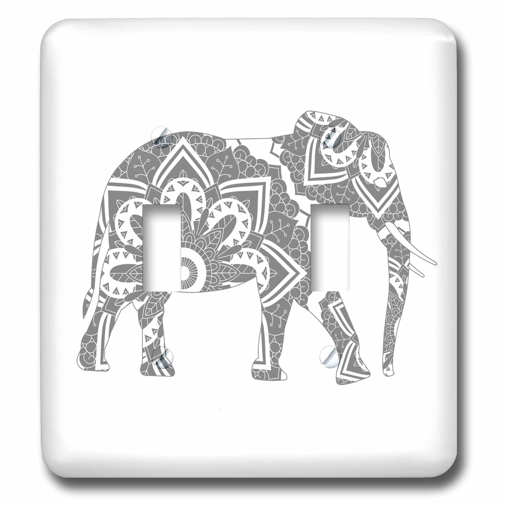 Mandala Elephant interrupteur double 3dRose lsp_254594_2 multicolore