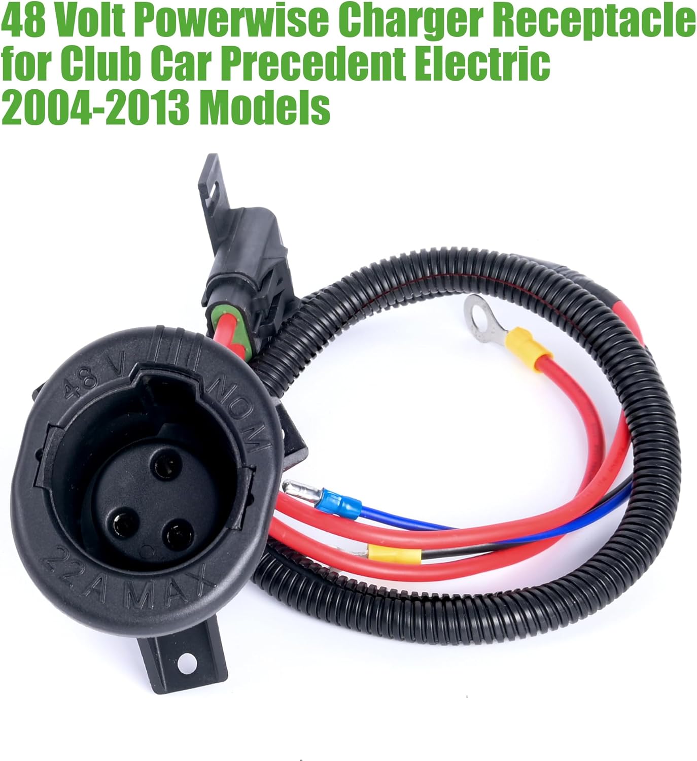 Charger DC Receptacle for Club Car Precedent 2004-up Electric Carts, Replaces OEM 103375501