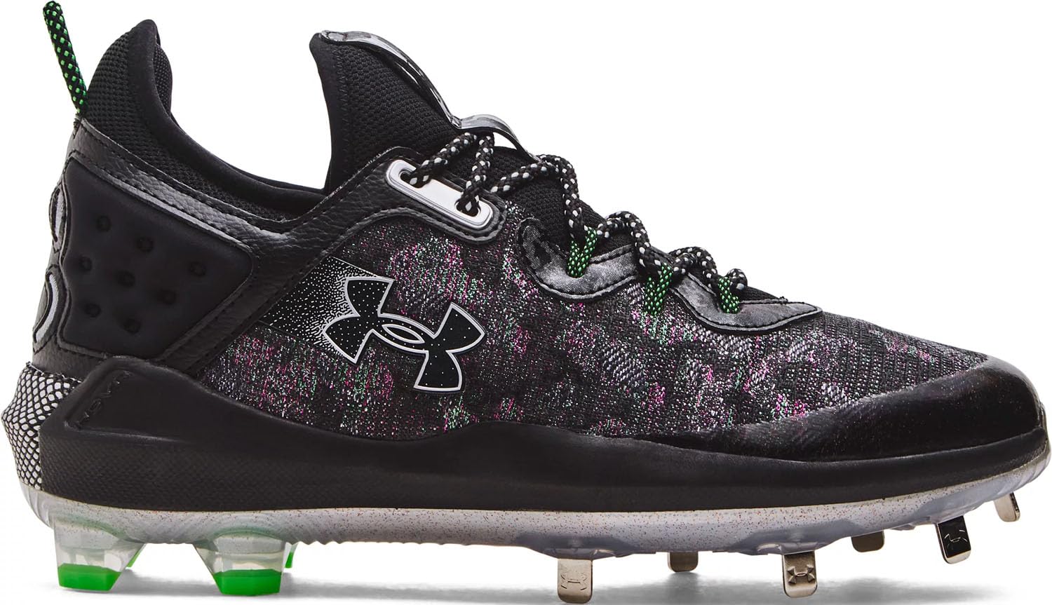 Under Armour Men's UA Harper 8 Low ST Baseball Cleats - High Energy Return and Ultimate Traction 10.5 Black-Metallic Silver