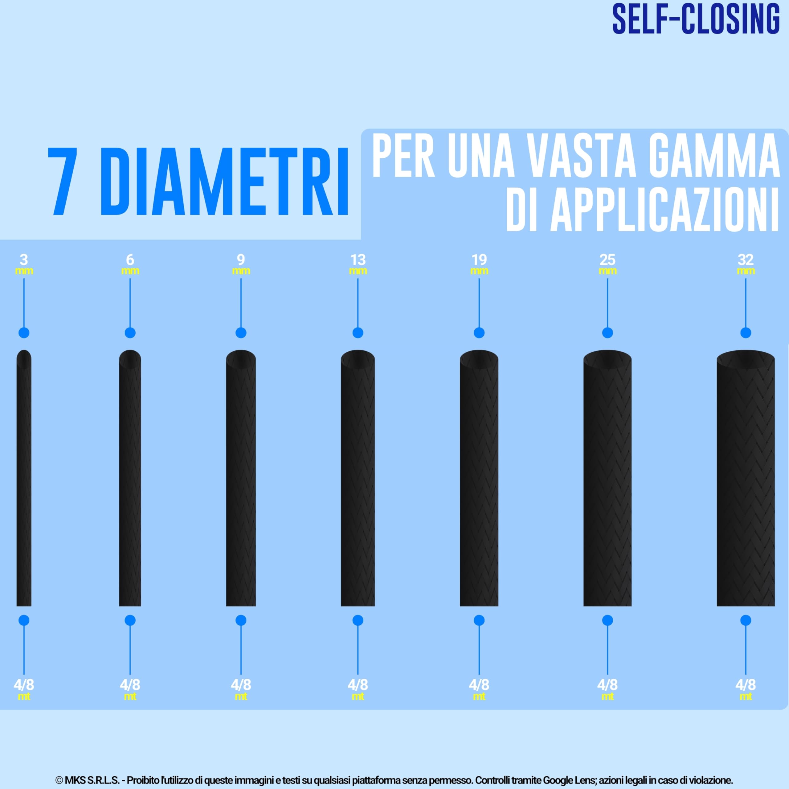 Guaina Cavi SELF-CLOSING Ø 6mm, L 8mt • Raccogli e Nascondi Cavi • Ideale per Scrivania e TV • BIANCO