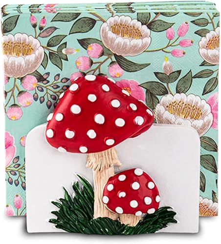 Servilletero de hongos para mesa Servilletero rojo para cocina lindo cocktai farmhousel mesa servilletero soporte de servilleta plana