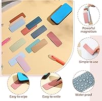 Vista 3 de Ctosree 240 etiquetas magnéticas de borrado en seco de 3.2 x 1.2 pulgadas, etiquetas magnéticas reutilizables de nombre en blanco, imanes de nombre