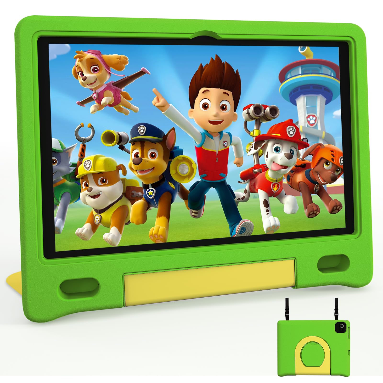 JREN Tablet for Kids｜10 Inch 64GB Android 14｜Octa-core｜64GB｜WiFi ｜Bluetooth｜Parental Control｜Kids Content｜Children Tabletas EVA Green