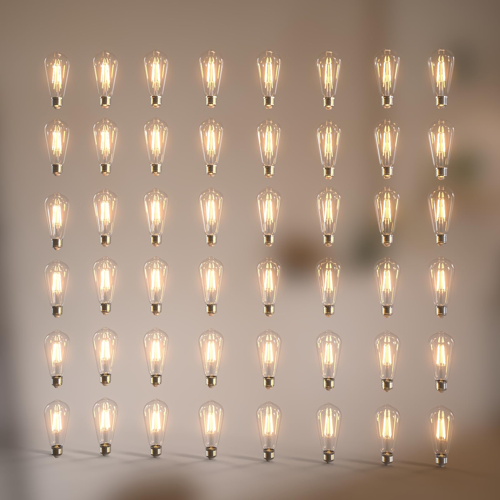 Jensense Edison Bulbs E26 LED Bulb 60 Watt Equivalent, Vintage LED Light Bulbs CRI90+ ST19, Dimmable Clear Light Bulbs (2700K Warm White, 7watt-48 Pack)
