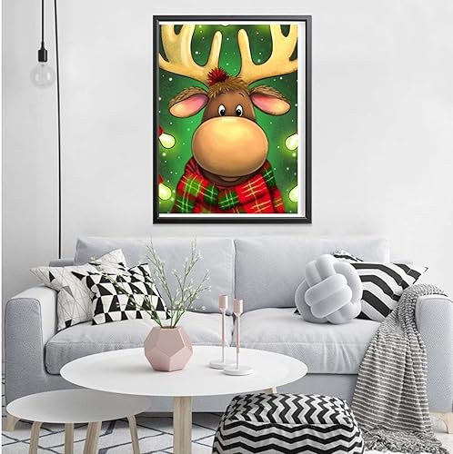 Miniatura 3 de Sheehow Kits de pintura de diamantes 5D para adultos, Navidad, arte de diamantes de taladro completo, alce, imágenes de gemas por números, arte de