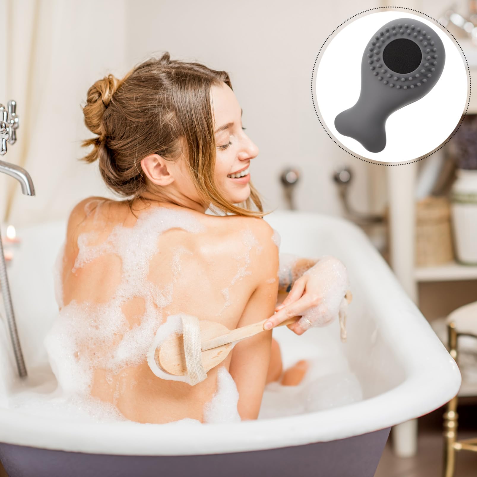 Healeved 3pezzi Spazzola Da Bagno Esfoliante Silicone Perfetta Per Pulizia Profonda Di Schiena e Collo Morbida e Flessibile Facile Da Pulire Per Uso Quotidiano