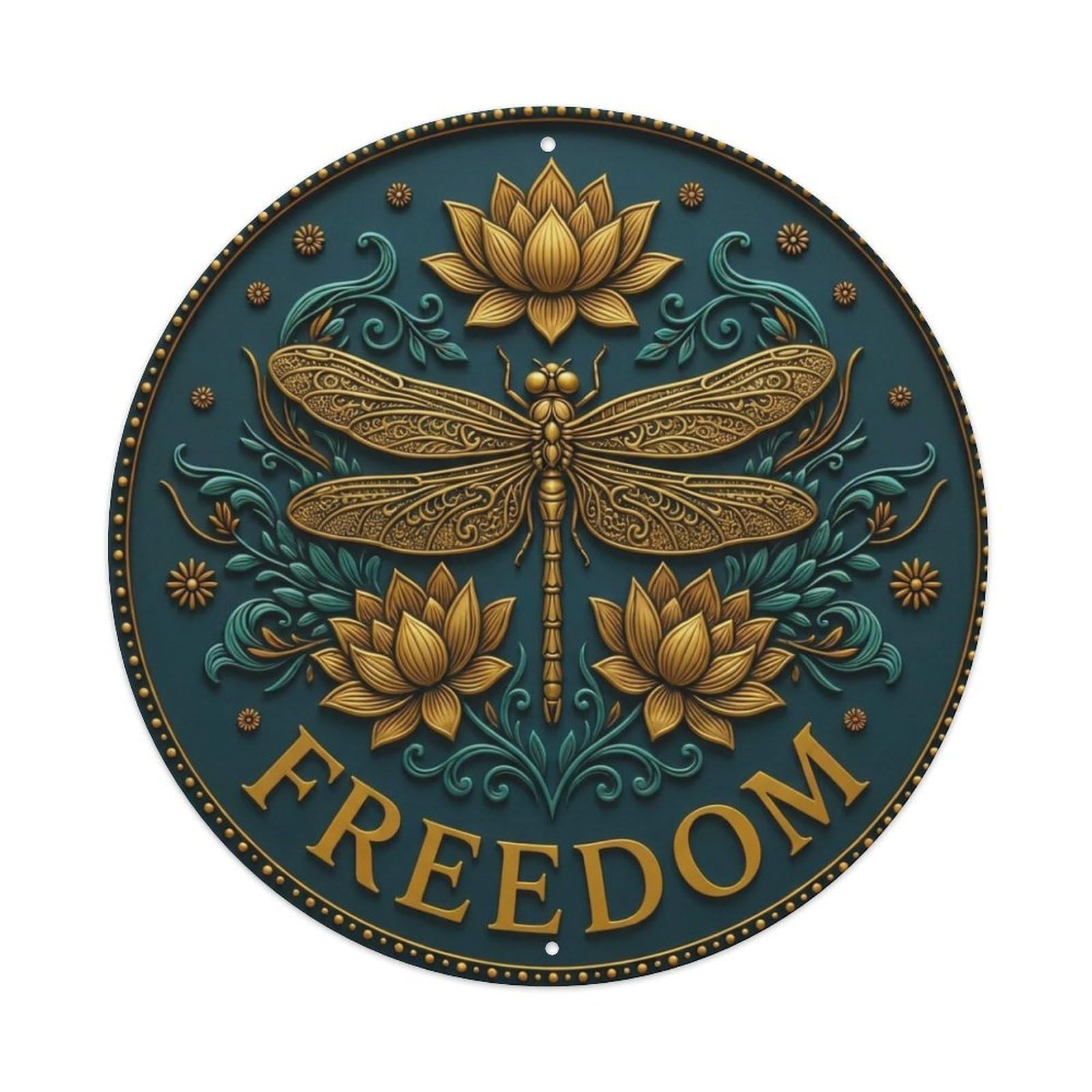 Fyrn Style Metal Tin Sign Vintage Namaste Dragonfly Wings Freedom Flower Zen Yoga