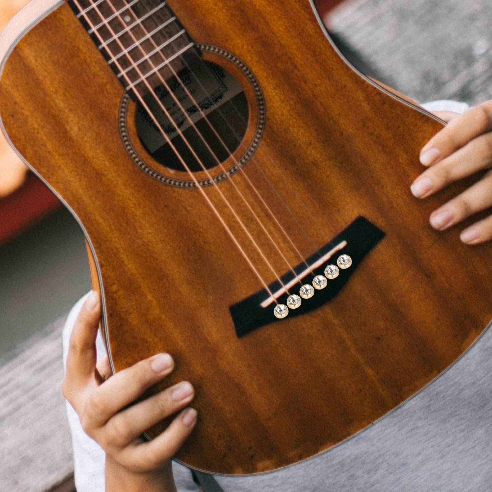 HANABASS 6pcs Guitar Bridge Pins Durable String Fixing Nails for Acoustic Guitar Lightweight Replacement Pegs with Craftsmanship for Musicians