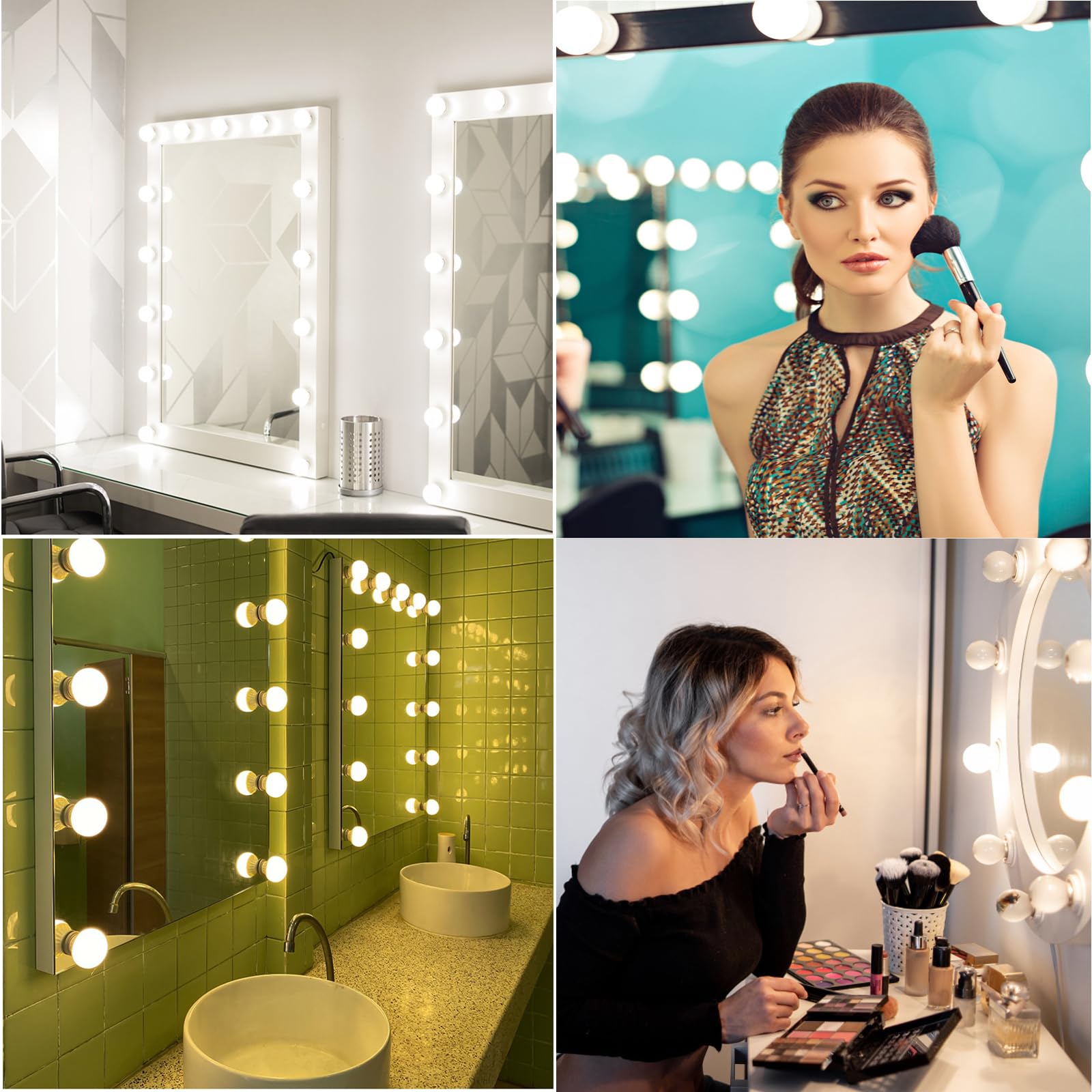 Luci da trucco per specchio LED Hollywood Luci per specchio Colore e luminosità regolabili Lunghezza Lampadina per trucco Luci per specchio Luci per trucco Toeletta Bagno 10 lampadine