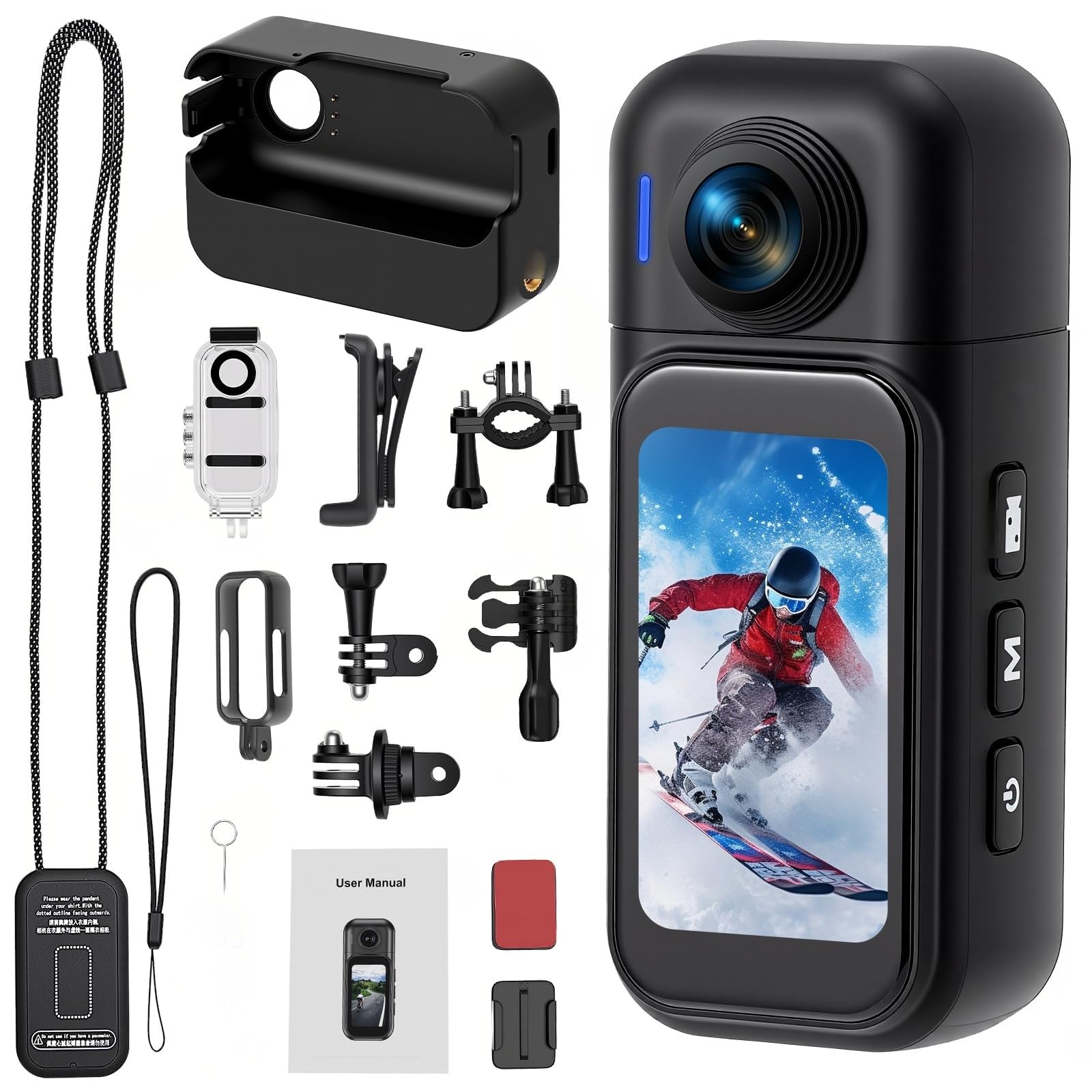 Action Cam 4K 360° Fotocamera per Casco Moto