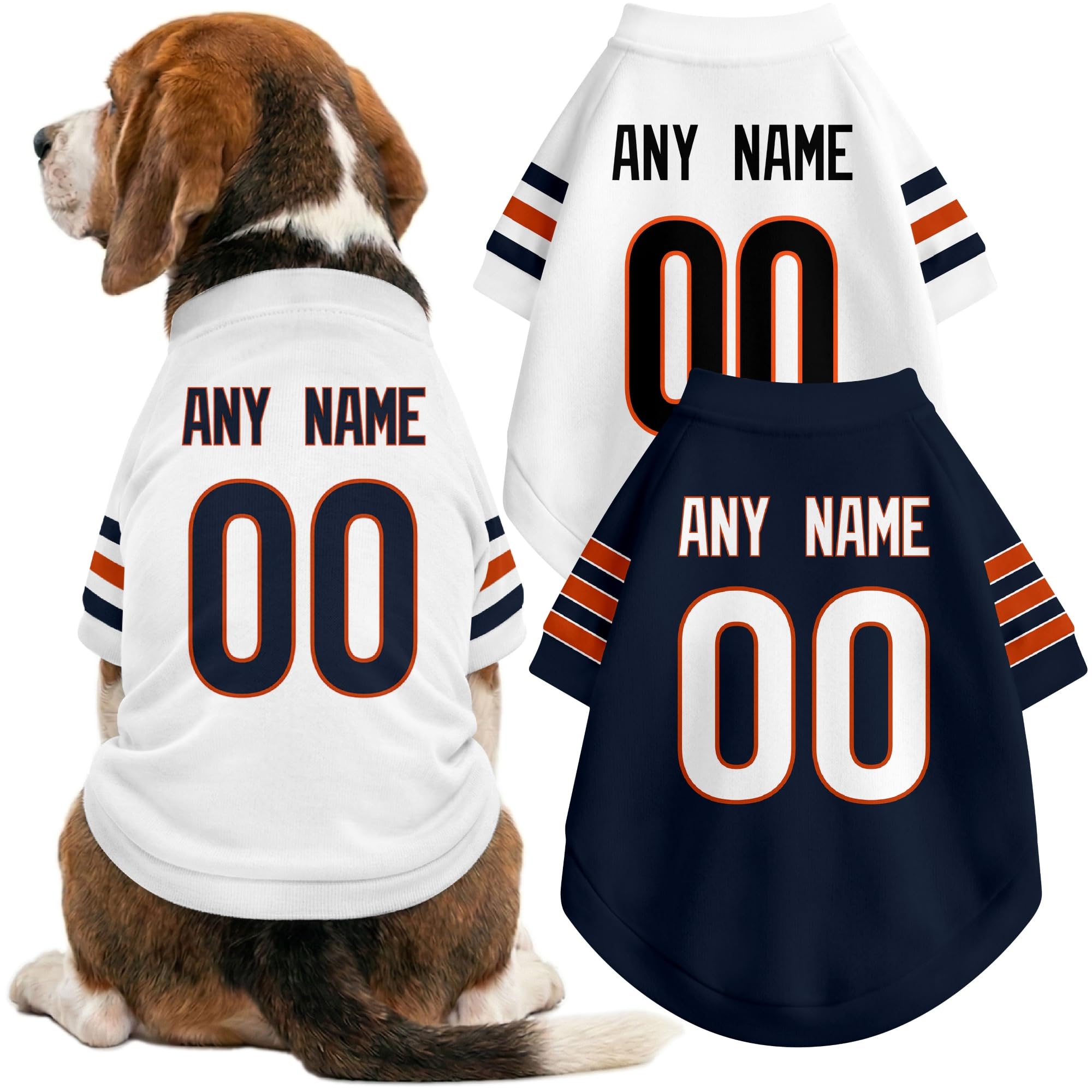 Chicago Dog Clothes Jersey Style Custom Pet T Shirt with Personalized Name Number for Small Medium Large Dogs