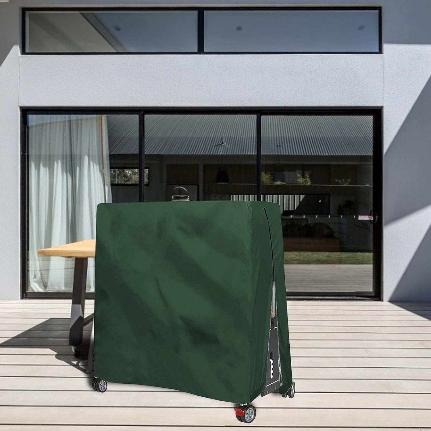 Funda protectora para mesa de ping pong de tela Oxford 420D, impermeable, para mesa de ping pong, para exteriores, 185 x 165 x 70 cm (verde)