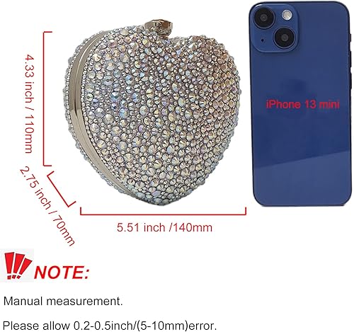 Miniatura 5 de Bonito Bolso de Mano en Forma de Corazón con Diamantes de Imitación para Boda, Mini Bolso de Amor con Diamantes de Imitación para Fiesta, Bolso de