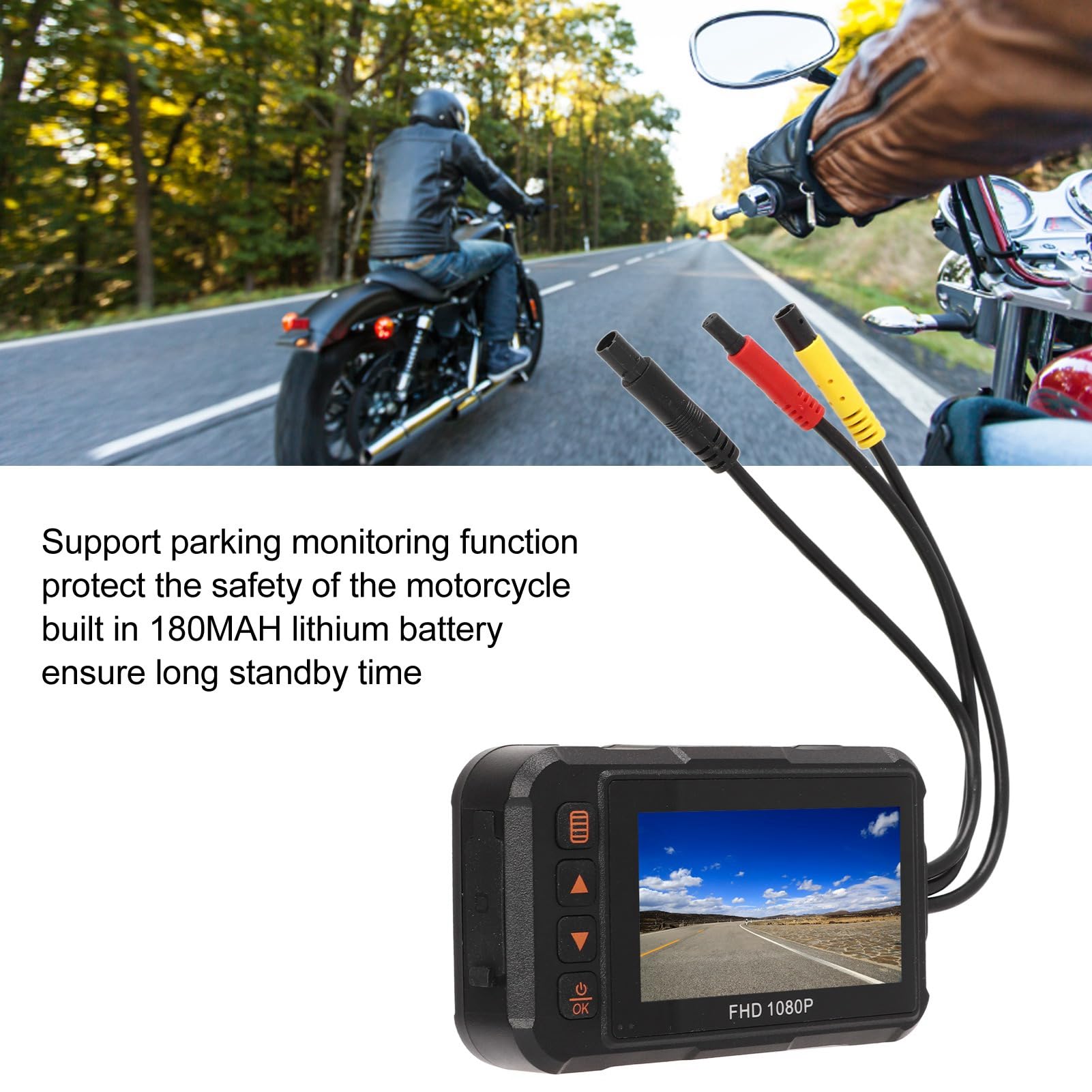 Enregistreur de Moto, Caméra de Tableau de Bord de Pouces 1080P Avant Arrière Vidéo Enregistreur de Conduite Enregistrement en Boucle Capteur G Surveillance de Stationnement