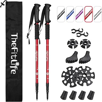 Telescopic Trekking Poles for Hiking, Anti-Shock Nordic Walking Sticks | Hiking Poles Collapsible Lightweight & Durable, Adjustable from 25.6"-51.2" for Men & Women, Camping backpacking Snowshoeing