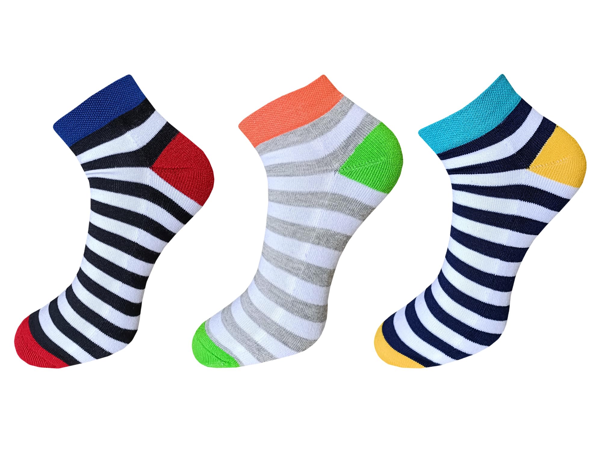 ™ Men Multicolor Breathable Net design Combed Cotton Ankle Length Socks - Free Size (Pack Of 3) DN-1-20-image-44