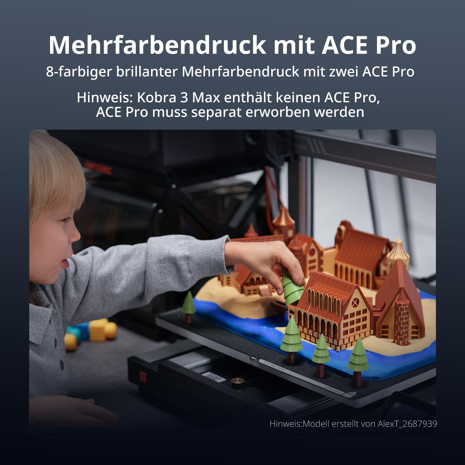 Anycubic Kobra 3 Max 3D-Drucker, 420x420x500mm Riesiger Druckgröße, 600 mm/s Schnelles Drucken, Stabilere Konstruktion, Optionaler Mehrfarbendruck