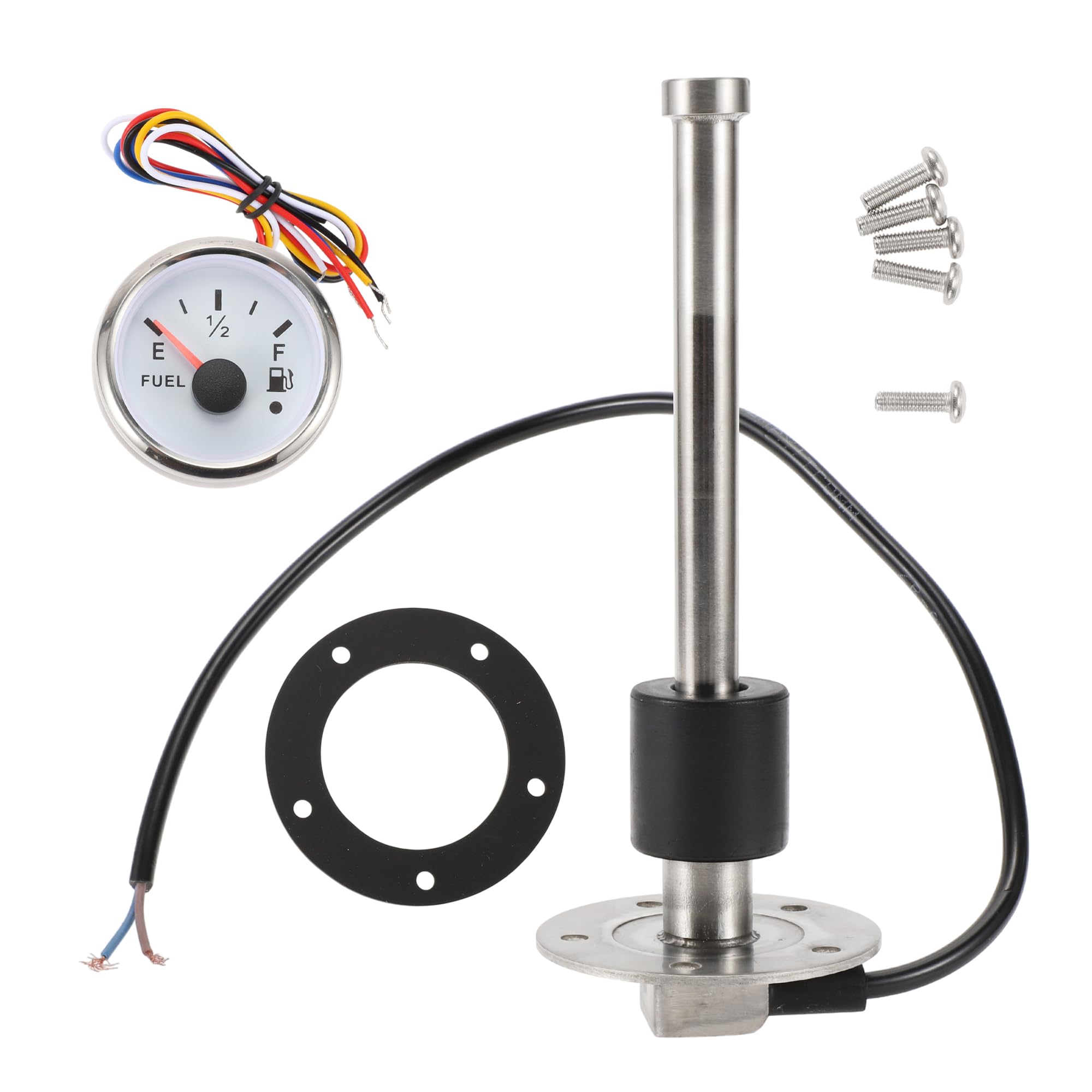 A ABSOPRO 170mm Fuel Sending Unit and Gauge Kit 6.7" Boat Fuel Tank Sending Unit Fuel Water Level Sensor and Fuel Gauge for Boat Car Truck RV