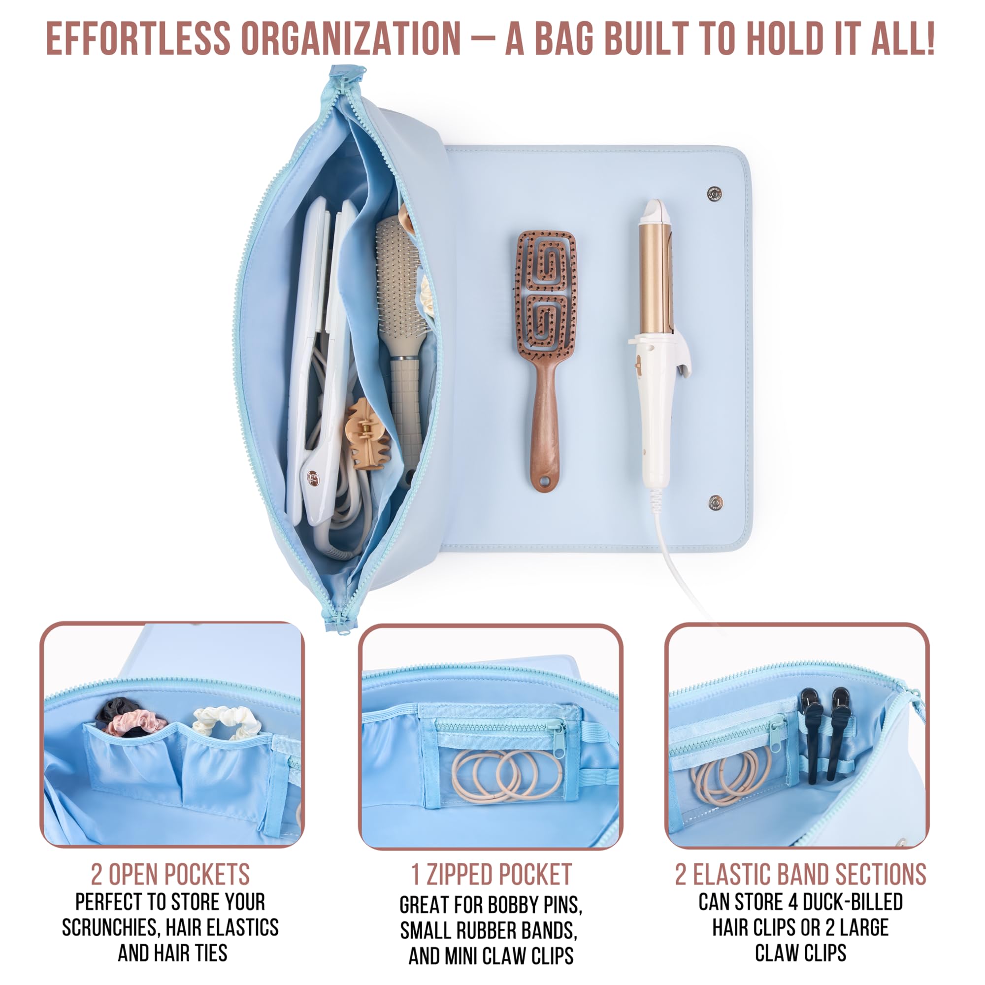 BAREFOOT CARIBOU Hair Tools Travel Bag and Heat-Resistant Mat