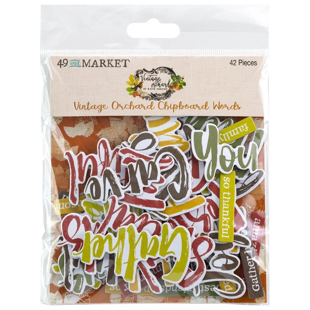 49 and Market Vintage Orchard Chipboard Words 42pcs