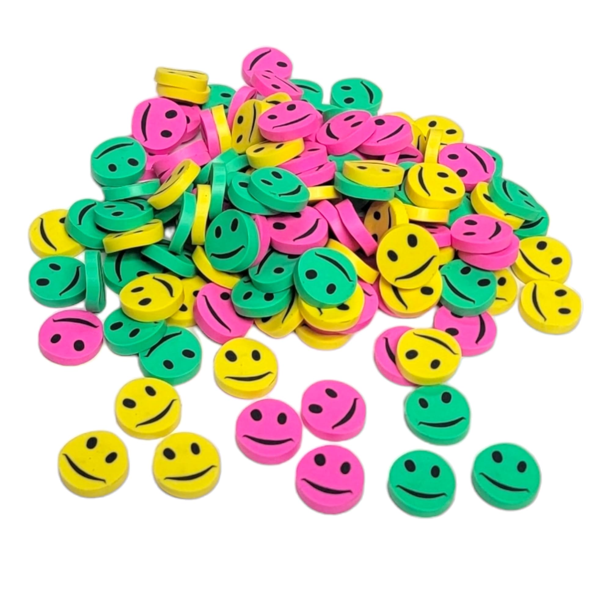 Bulk Mini Smile Pencil Erasers (144 Pcs) Double-Sided. Kids Stationery Arts and Crafts Drawing (144 Mini Smile Erasers)