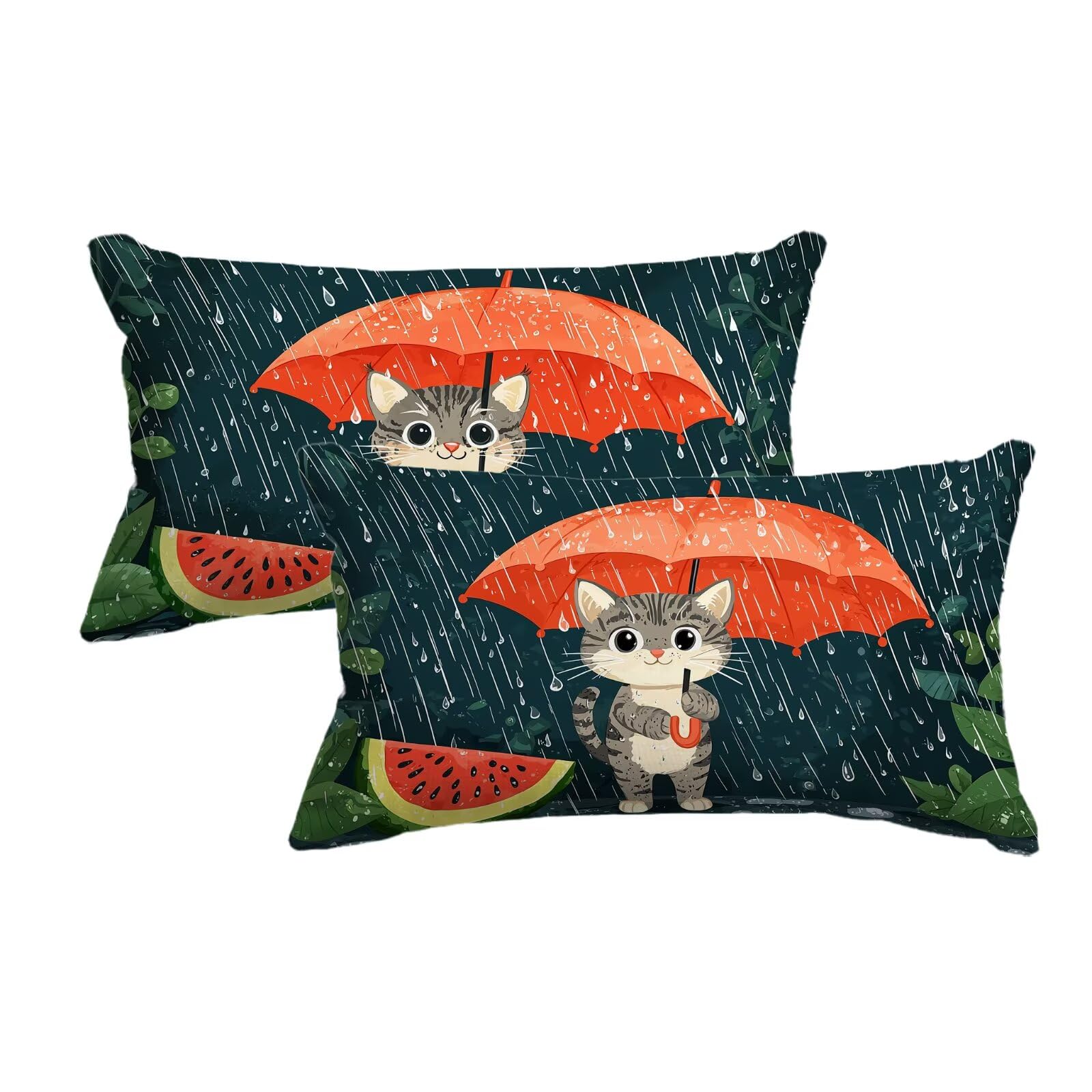 Housse Coussin Mignon Décoratif Taie Oreiller 50x80 Chat pour Salon et Chambre