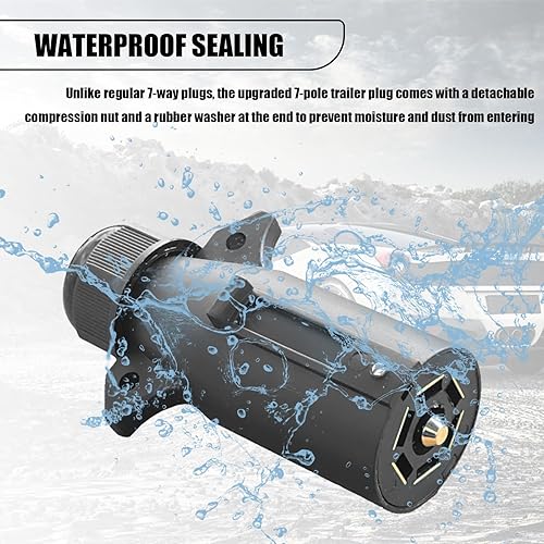 Miniatura 2 de Pack-1 - Enchufe de remolque de 7 pines con sello impermeable IP68, desmontable de 7 vías redondo estilo RV conector lateral de remolque de 7
