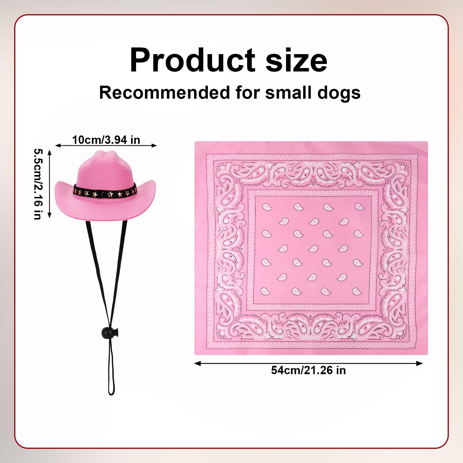 PEUTIER Pet Cowboy Costume, Dog & Cat Cowboy Hat & Bandana Set, Pink, Small, Retro, Printed, Halloween, Festival - Image 2