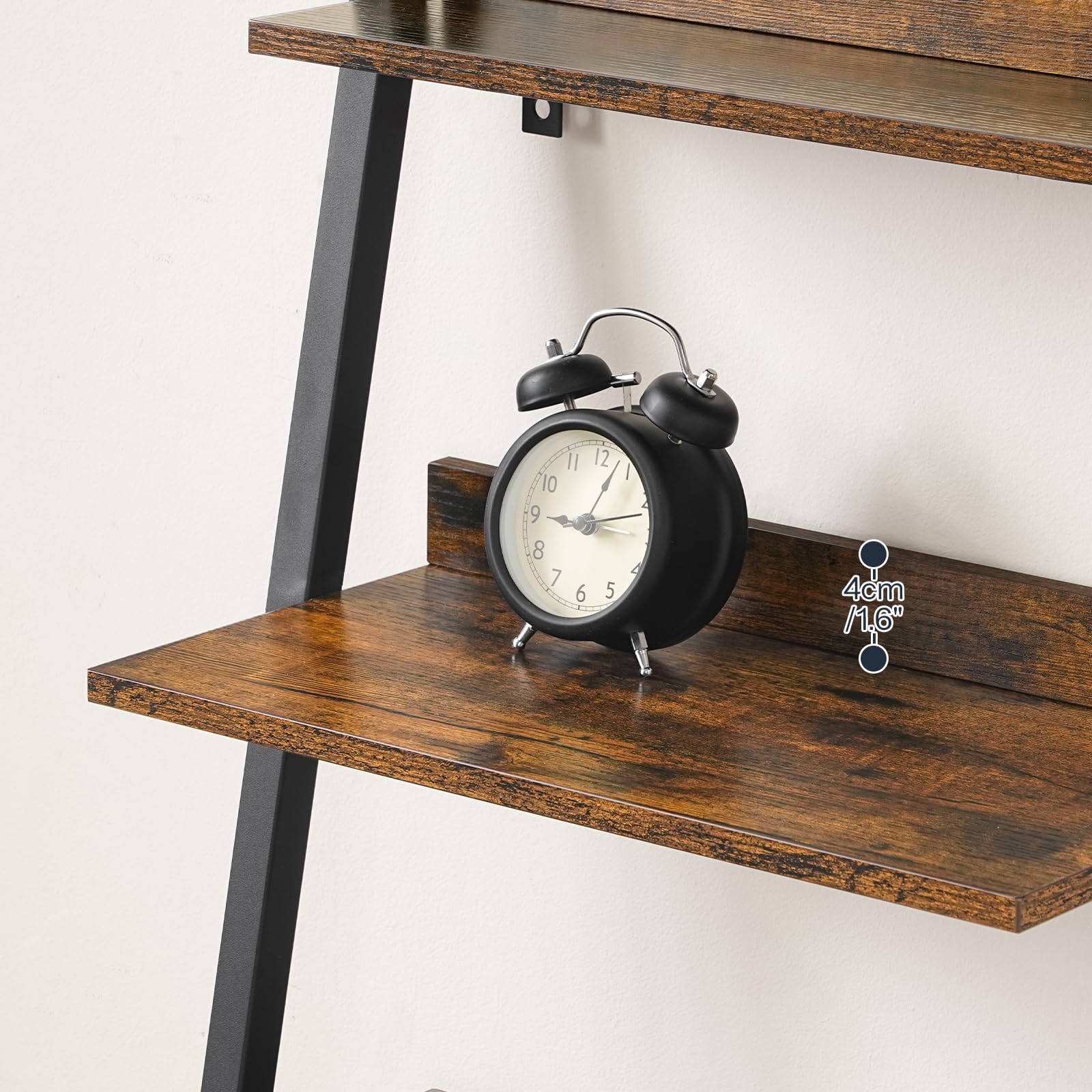 HOOBRO 5-stöckiges Schmales Regal, Bücherregal, Standregal, Leiterregal, kleines Eckregal, Lagerregal für Wohnzimmer, Arbeitszimmer, Balkon, Schlafzimmer, Vintagebraun und Schwarz EBF150CJ01
