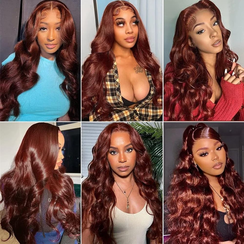Tuheerst #33 Reddish Brown Color Body Wave Human Hair Bundles 28 30 32 Inch Doubles Weft Weave 3 Bundles Total 150g Unprocessed Human Hair Extension For Women - Image 2