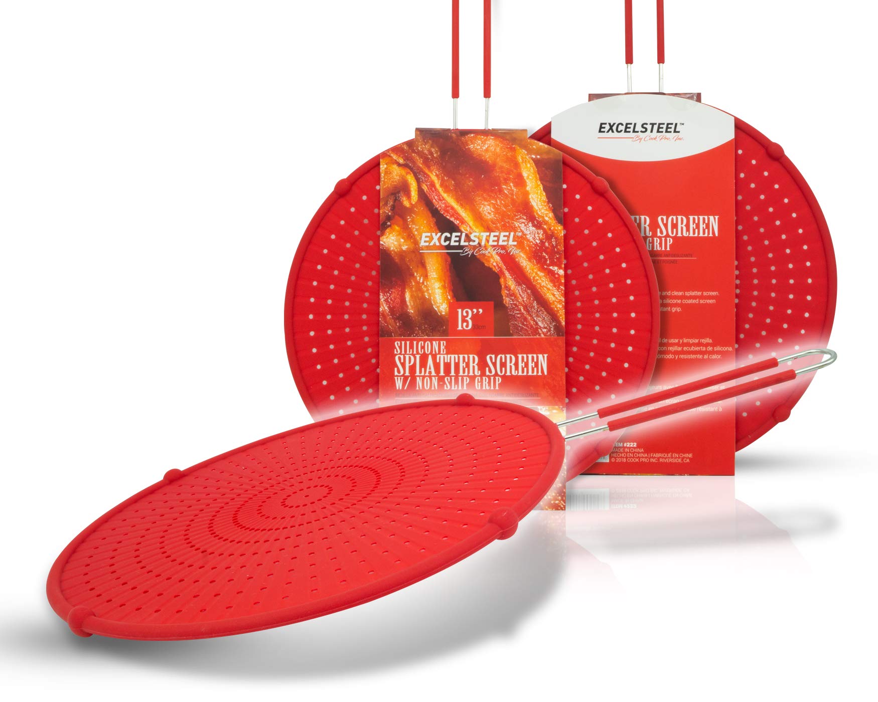 Écran Anti-projections Silicone ExcelSteel - Protection Cuisine 33 Cm Rouge