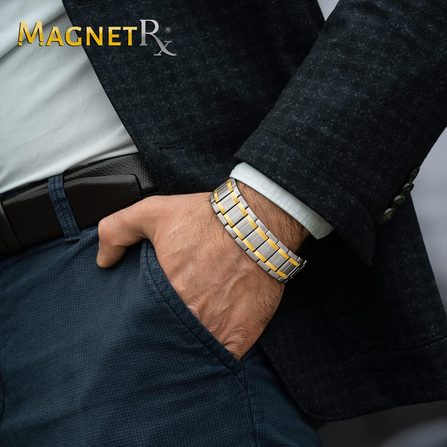 MagnetRX® 3X Strength Magnetic Bracelets for Men, Effective Titanium Magnetic Bracelet Men - Image 2