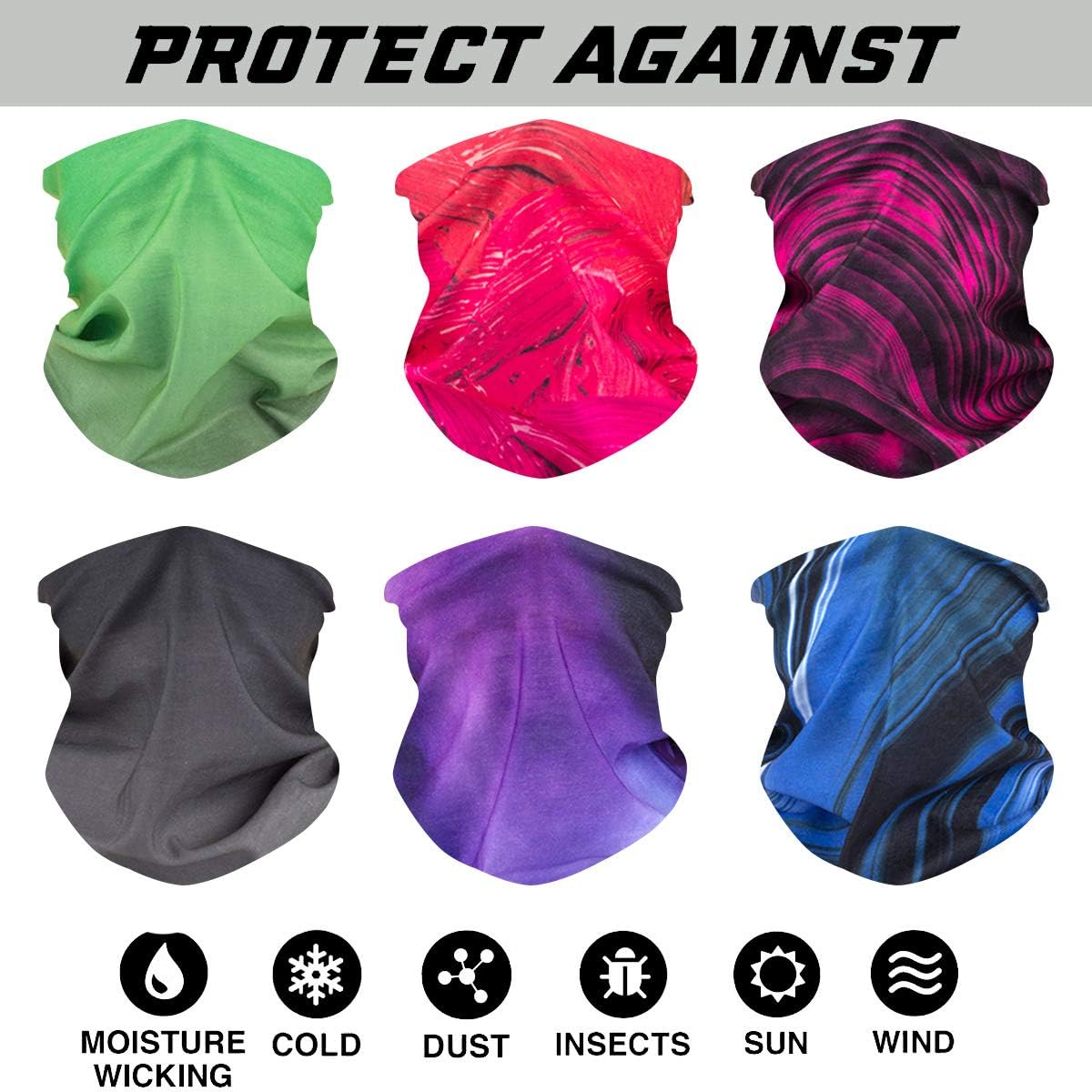 Toes Home 6PCS Outdoor Headband Elastic Seamless Bandana Neck Gaiter Scarf Sport Headwear Boho Series for Yoga Hiking image 2