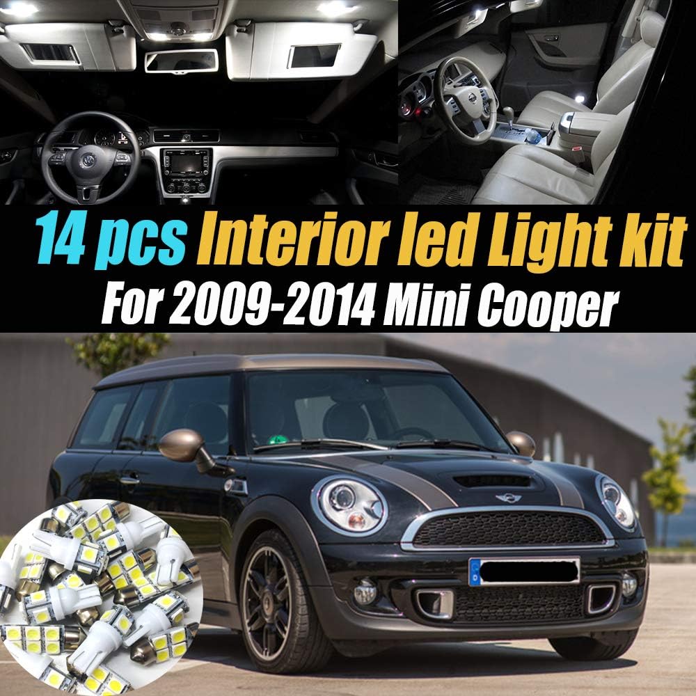 Amazon.com: 14Pc Super White 6000K Interior LED Light Bulb Kit Package ...