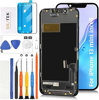 SRJTEK For iPhone 13 Mini incell 液晶パネル 画面交換修理用【同様のノッチサイズ+センサー・ケーブル+イヤホンケーブル付き】タッチパネルセット 5.4インチ A2628, A2481, A2626, A2629, A2630 モデルに対応 LCDディスプレイタッチスクリーン デジタイザー 修理パーツ 工具付き