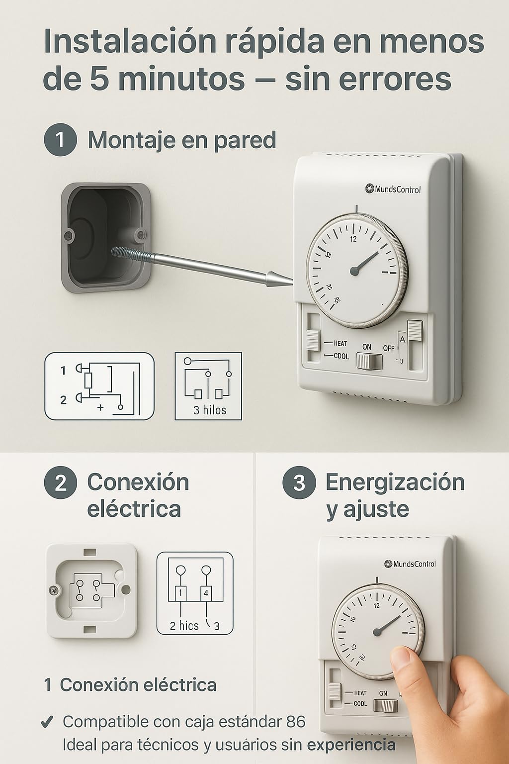 RO - Linea Blanca ® - Termostato para fancoil SE-3-FAN