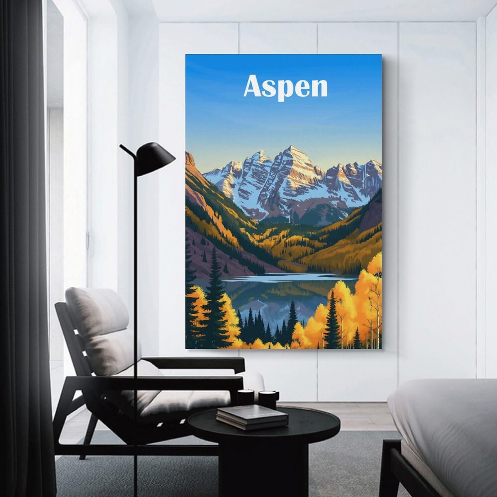 Junmoney Hanging Wall Art Aspen Colorado, 12x18inch(30x45cm), for Work Areas, Reading Rooms Or Studios, Wall Art That Adds Style to Work Areas