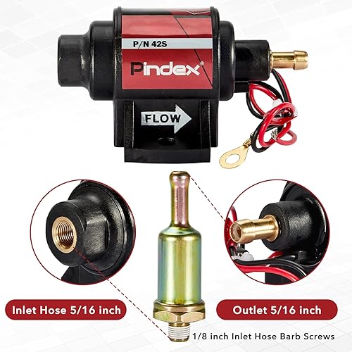 Vista 5 de Pindex Universal 12v 2-3.5psi Bomba de Combustible Eléctrica 28 GPH Gasolina Bomba de Transferencia de Combustible para 4V 6V Carburador