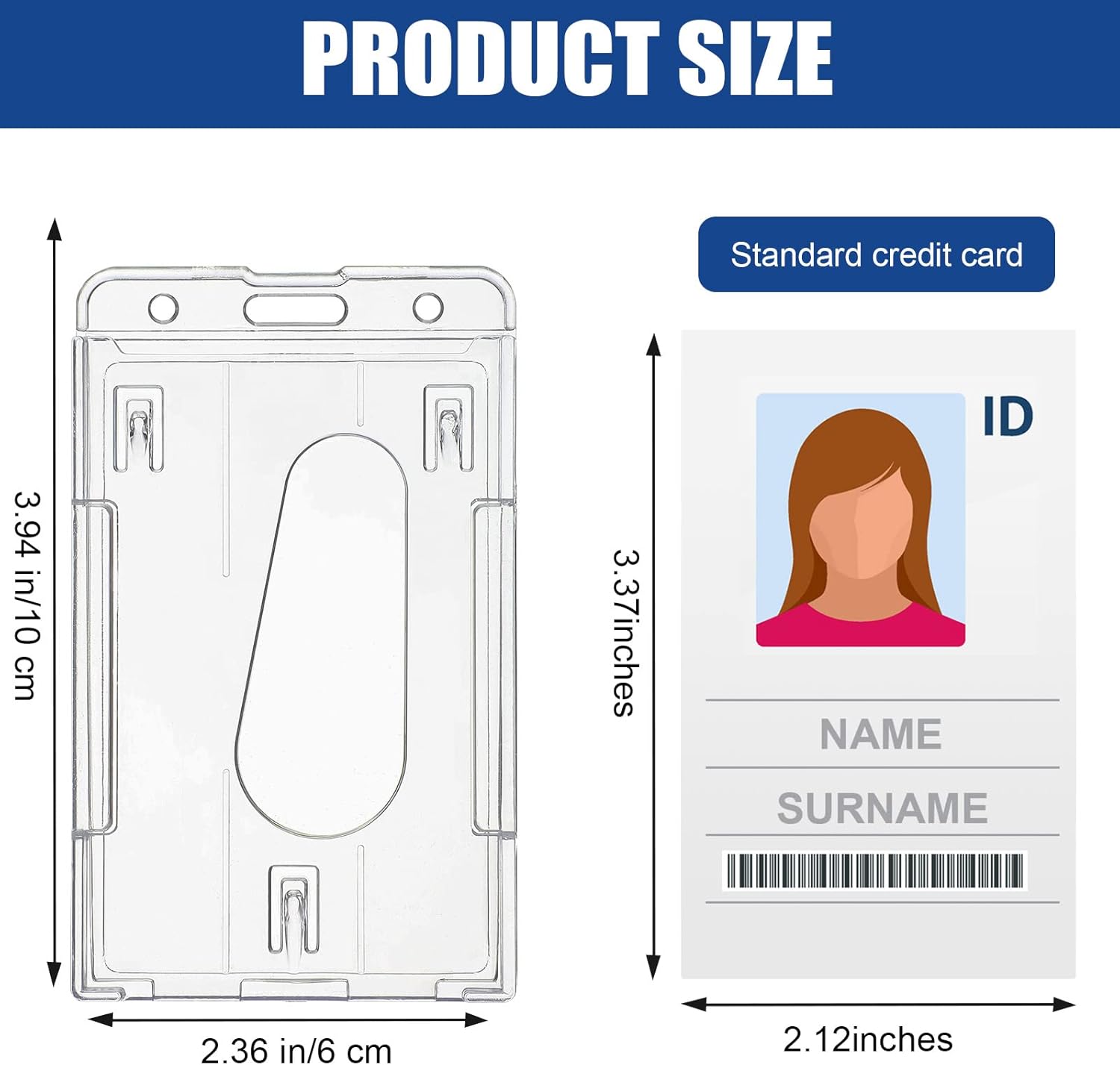 25 Pieces Vertical 2 ID Badge Holder Heavy Duty Plastic ID Card Holder Transparent Protector Clear Badge Protector Cover Sleeve Protective Cover with Thumb Slot for Credit Card - Image 2