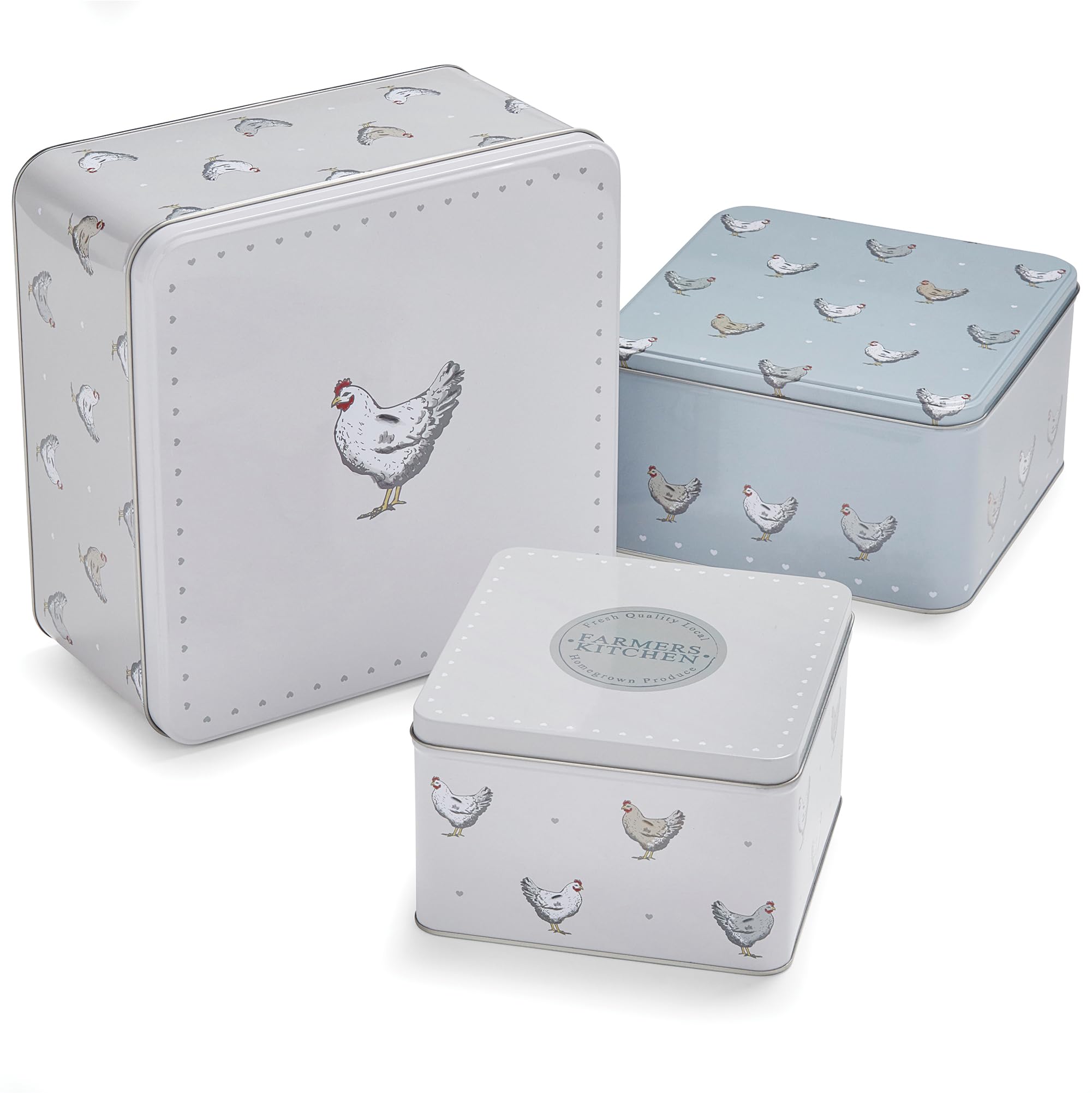 Cooksmart Multicolor England Set Of 3 Cake Storage Tins | British Designed Nesting Cake Tins For Cakes & Biscuits | Cake Tin/Biscuit Tin Available As Square Cake Storage Tin Or As Round Cake Storage Tin