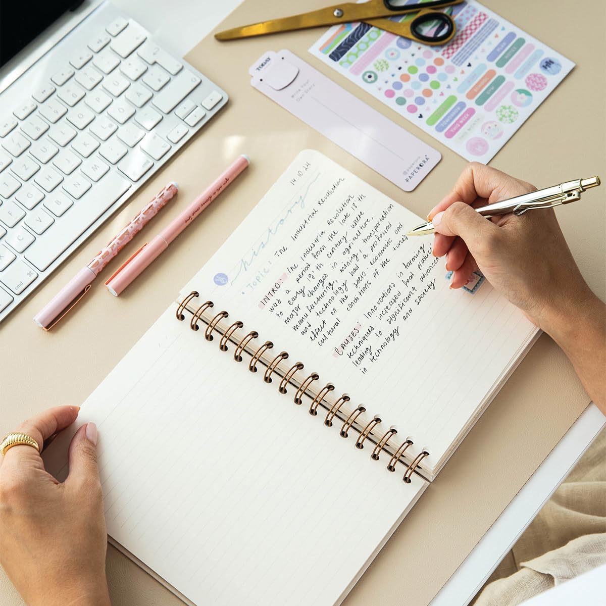 PAPERORA A5 Spiralli Sert Kapak Keten Çizgili Tarihsiz Not Defteri Lila