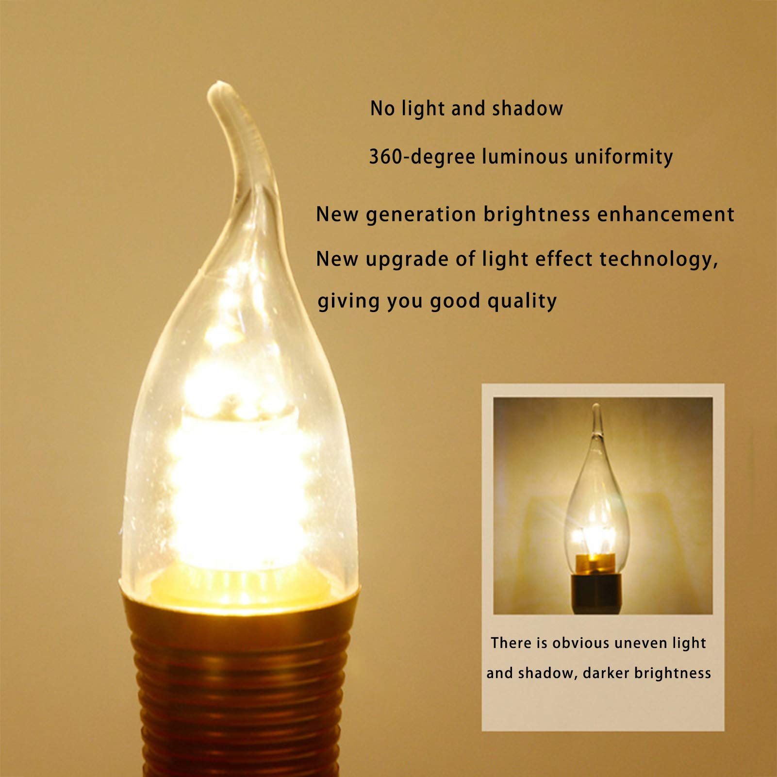 Lampadina a candelabro LED E14 5W 6000K Lampadina a candela bianca fredda, equivalente a 50W, lampadario, ventilatore a soffitto, non dimmerabile,