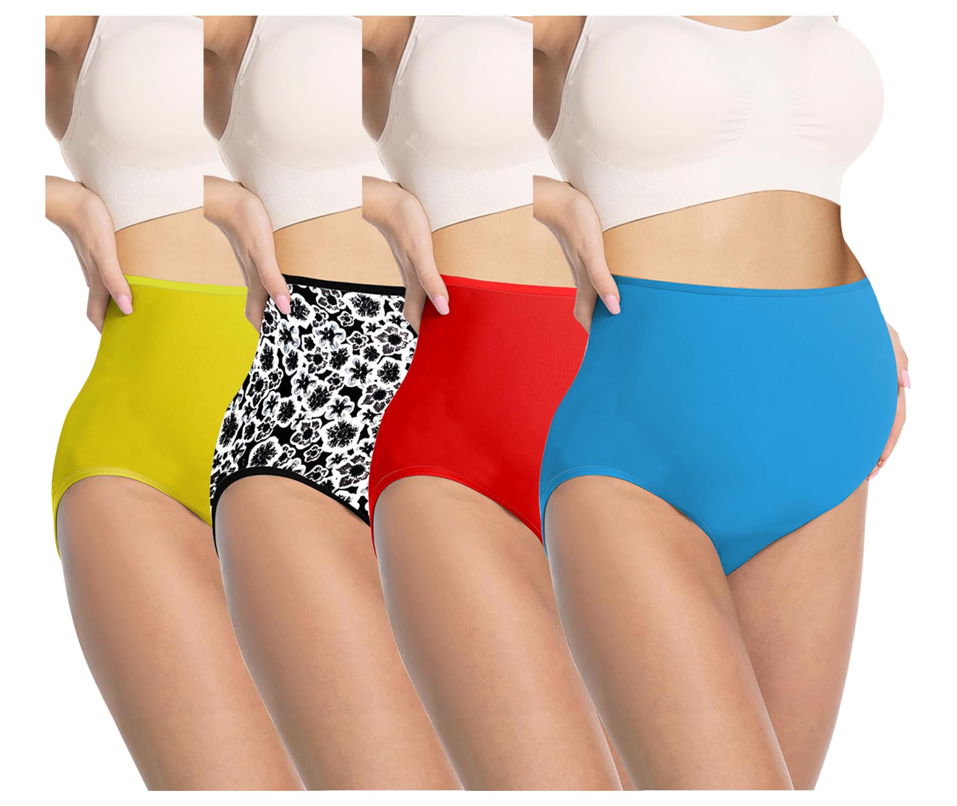 body positive Women's Plus Size Panties High Waist Cotton Brief Maternity Pregnancy C-Section Recovery Underwear Combo (Colours and Prints May Vary) Multicolor-picture-24