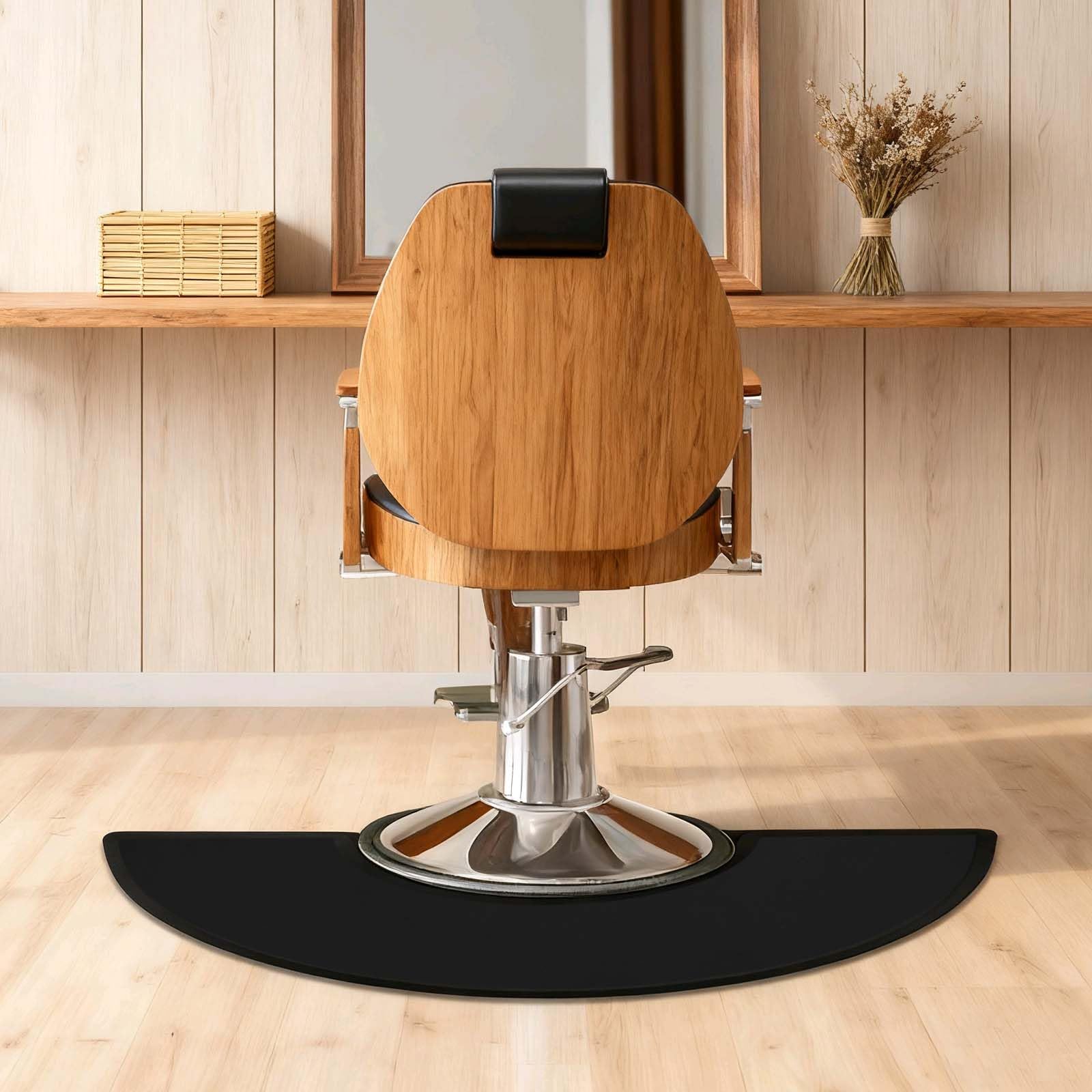 Alfombra de salón, antifatiga, alfombrilla de peluquería, esterilla de poliuretano impermeable antideslizante semicircular, diseño de 18 mm, peluquería y actividades para el cabello, adecuada para