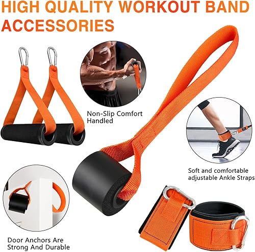 Miniatura 4 de EASYMAKE Bandas de resistencia, bandas de ejercicio, bandas de entrenamiento con asas, anclaje de puerta y correas de tobillo, bandas de resistencia