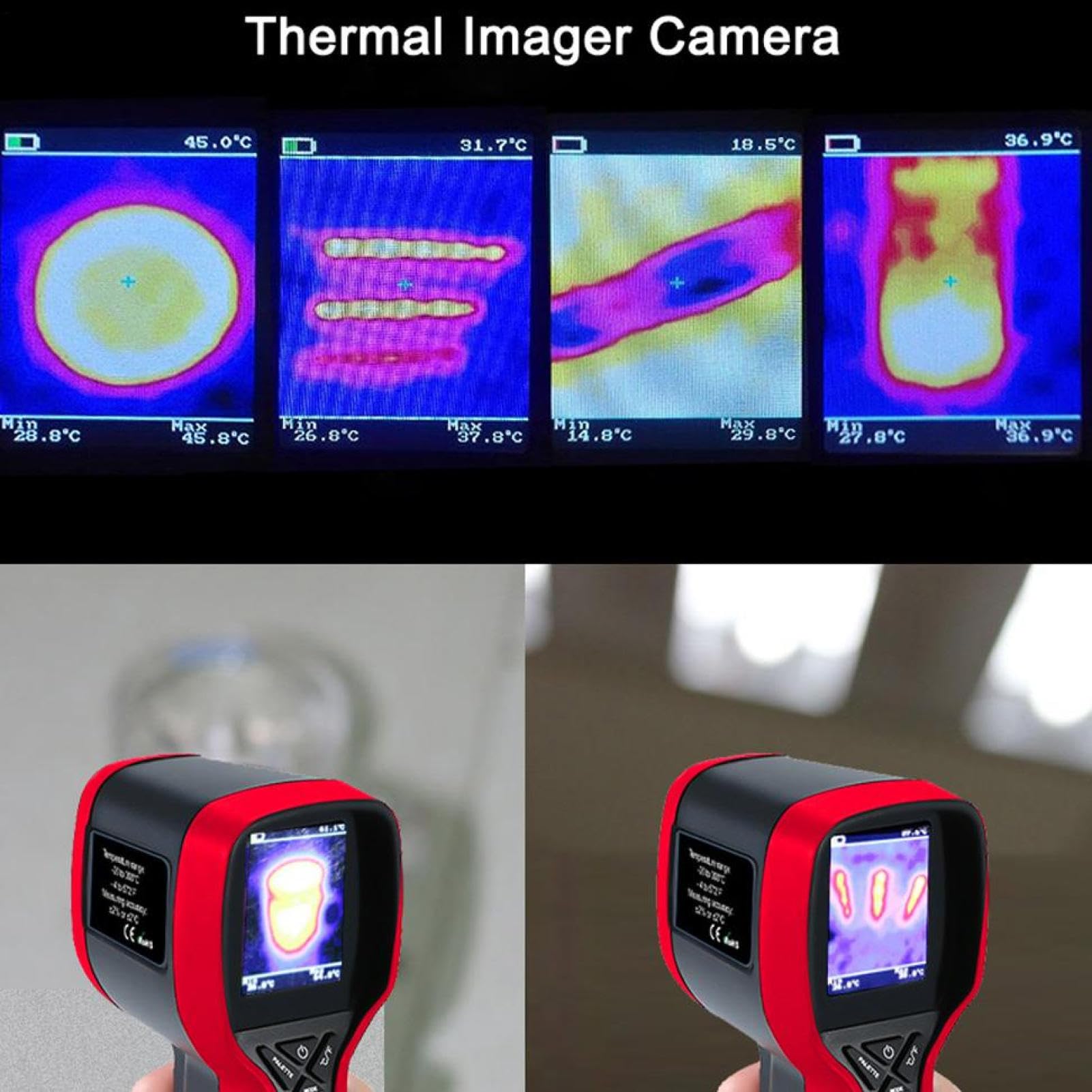 Cámara térmica – Imagen infrarroja portátil, Rango -20°C a 300°C | Sensor de calor LCD de 2.0 pulgadas, herramienta de inspección, detector de fugas de agua | para circuito eléctrico calefacci