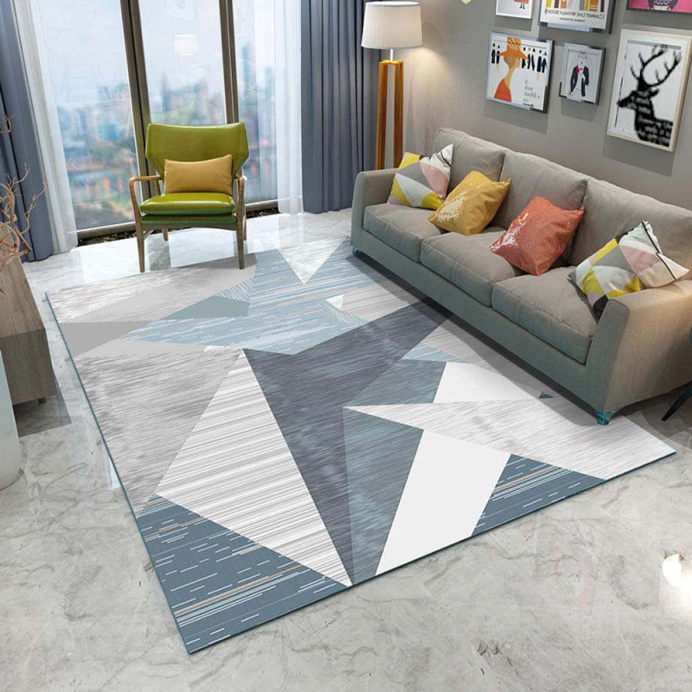 SylbfModern Style Rugs Blue gray abstract geometric 8MM thickness Home Accessories in Soft Touch Living bedroom Room Rug 200x300CM (Size : 160x230CM)